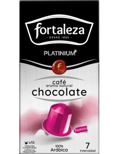 Café con aroma natural a Chocolate 10 cápsulas Fortaleza Platinium compatibles con Nespresso® 2