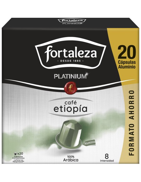 Café Etiopía 20 cápsulas Fortaleza Platinium compatibles con Nespresso®
