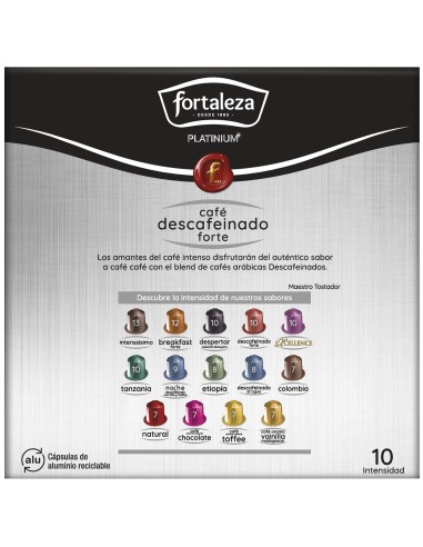 Café Descafeinado Forte 20 cápsulas Fortaleza Platinium compatibles con Nespresso®