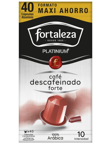Café Descafeinado Forte 40 cápsulas Fortaleza Platinium compatibles con Nespresso®