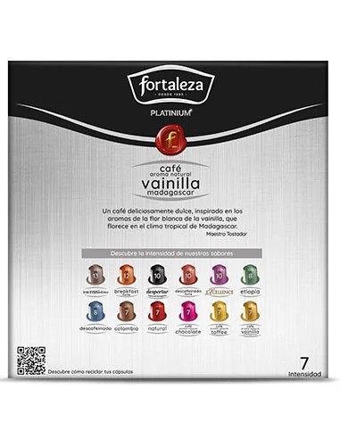Café con aroma natural Vainilla Madagascar 20 cápsulas Fortaleza Platinium